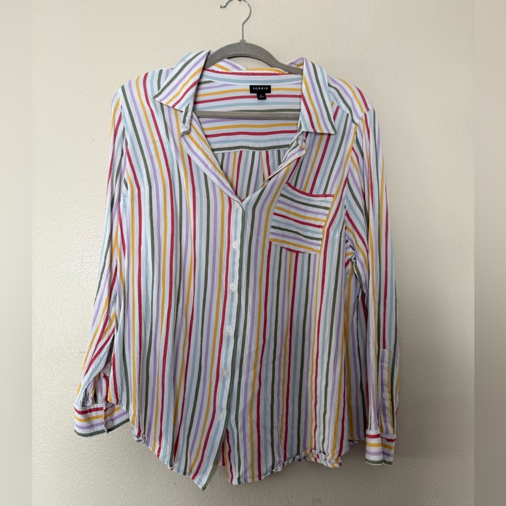 Striped Button-Up Women's Top